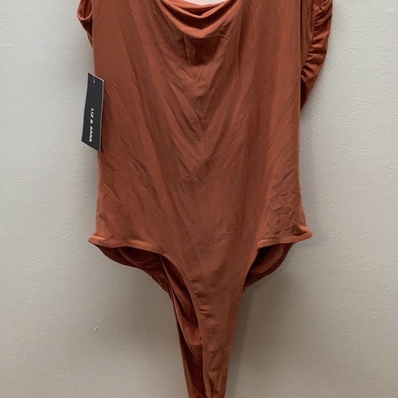 Liz & Sara Size XL Rust Ruched One-Piece Sleeveless Thong Bodysuit.New With Tags - Picture 4 of 6